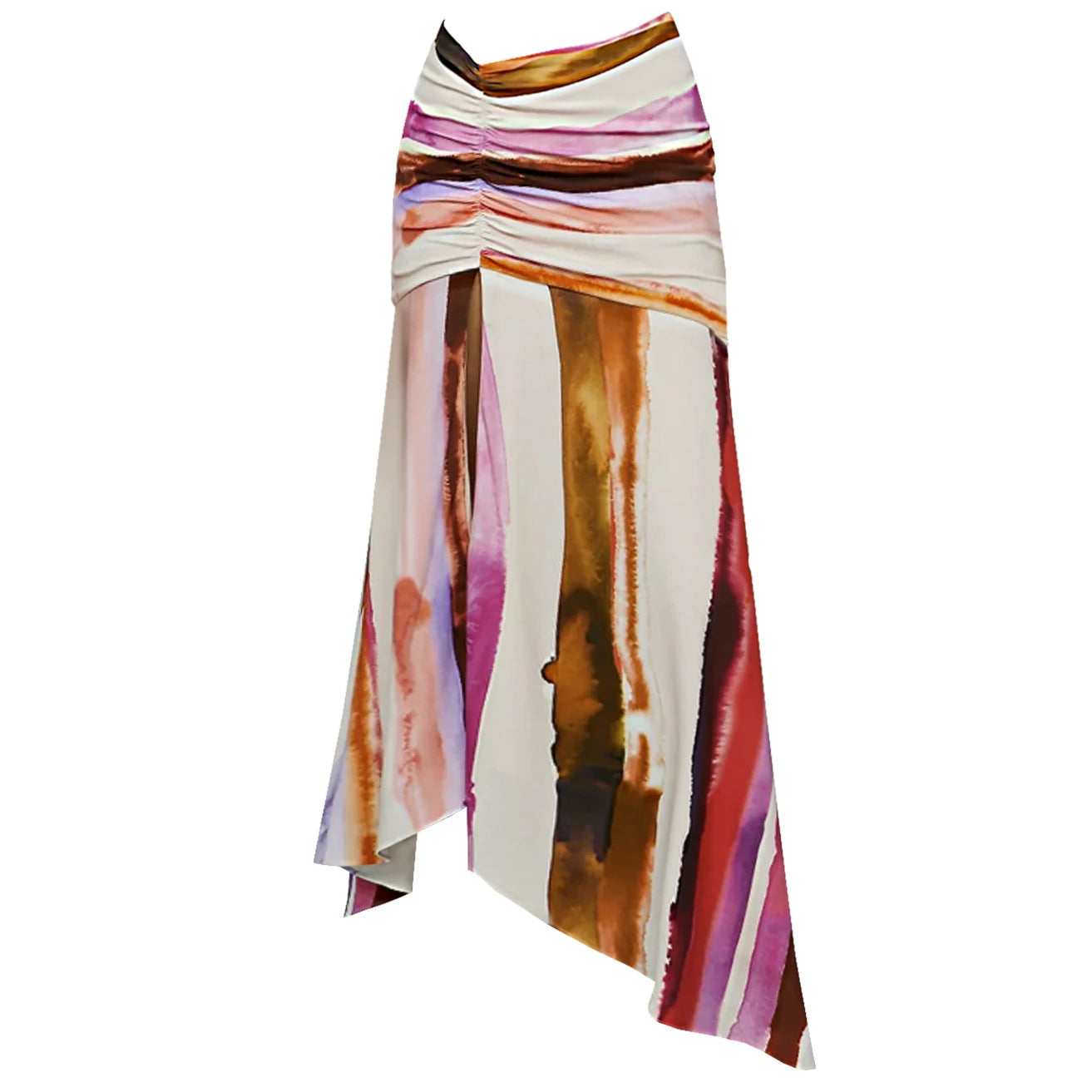 Colorful striped skirt on a white background
