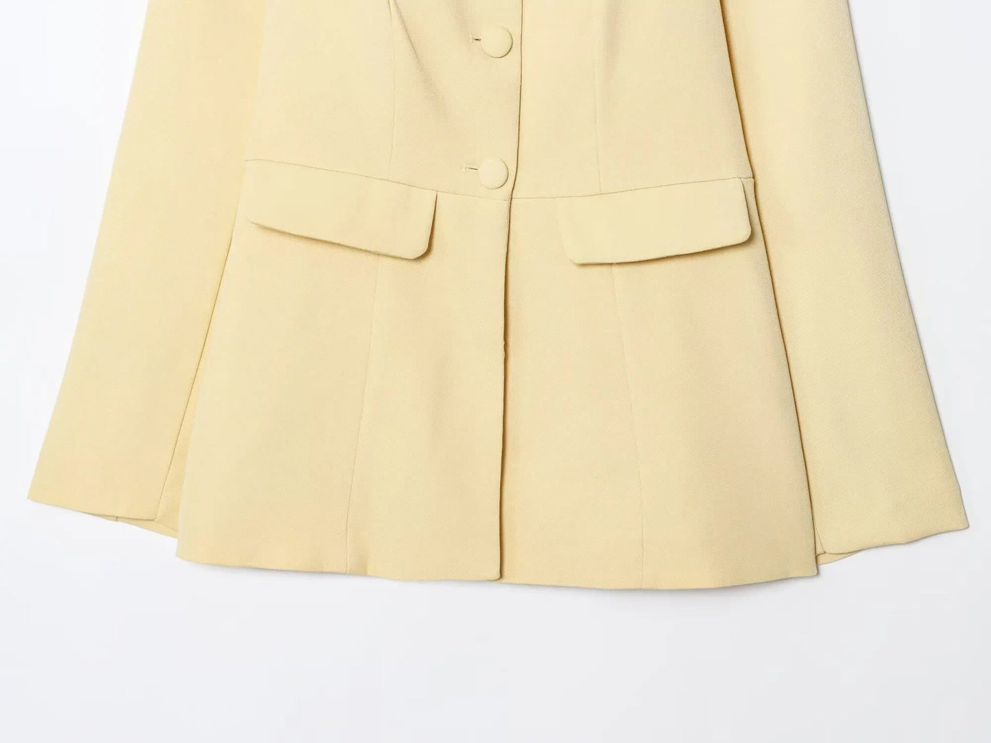 Butter Yellow Single-Breasted Round Neck Blazer LAPANIA