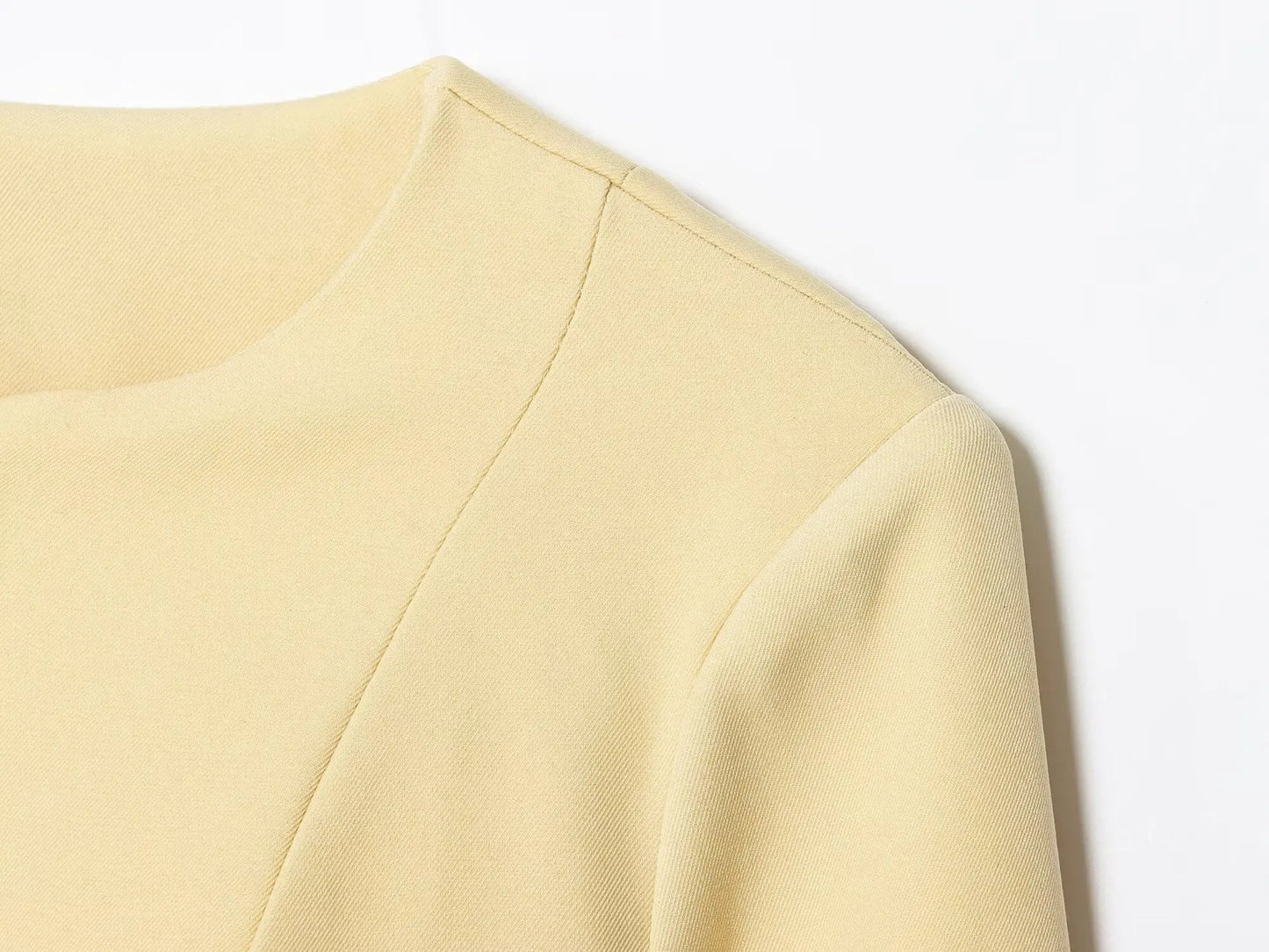 Butter Yellow Single-Breasted Round Neck Blazer LAPANIA