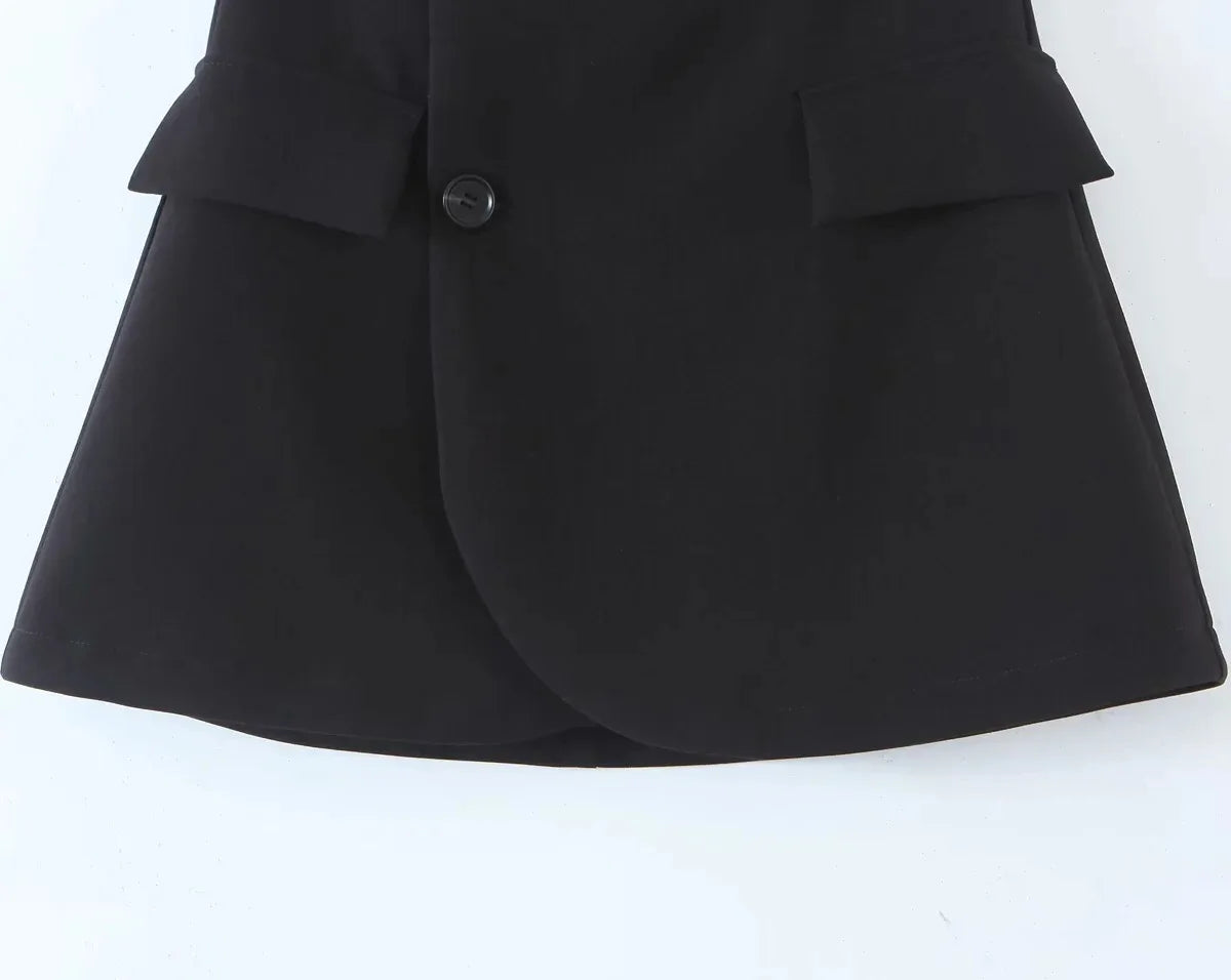 One Button Cropped Blazer & High-Waisted Mini Skirt Set LAPANIA