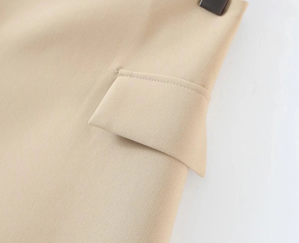 One Button Cropped Blazer & High-Waisted Mini Skirt Set LAPANIA