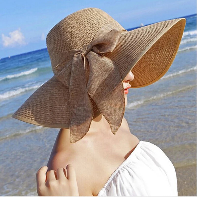 Straw Hat Bowknot Wide Brim LAPANIA