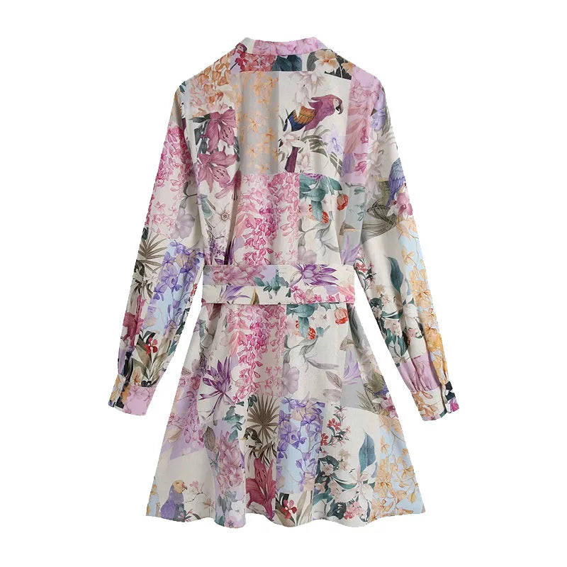 Floral Belted Mini Dress LAPANIA