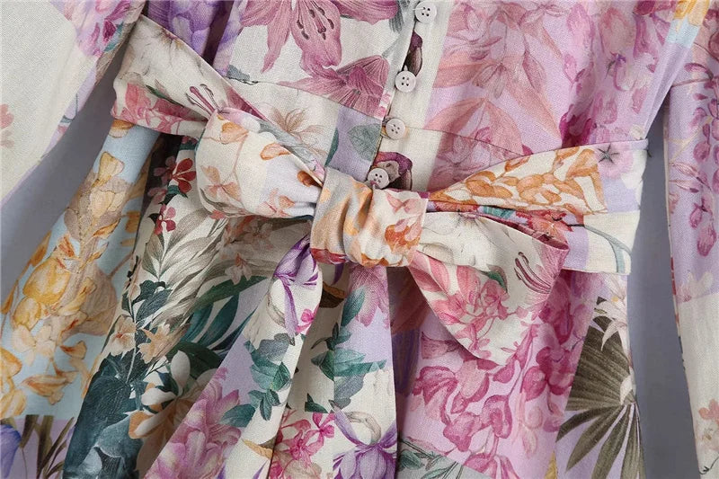 Floral Belted Mini Dress LAPANIA