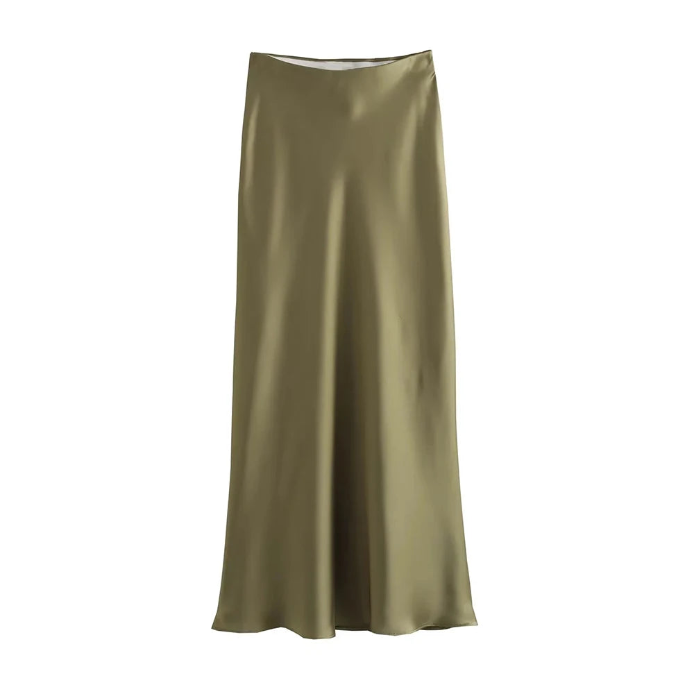 Soft sheen, elastic waistband for a flattering fit, trendy and versatile.