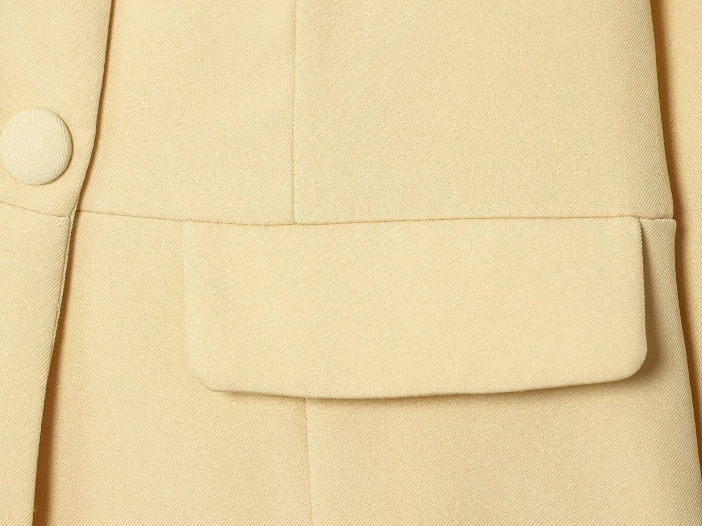 Butter Yellow Single-Breasted Round Neck Blazer LAPANIA