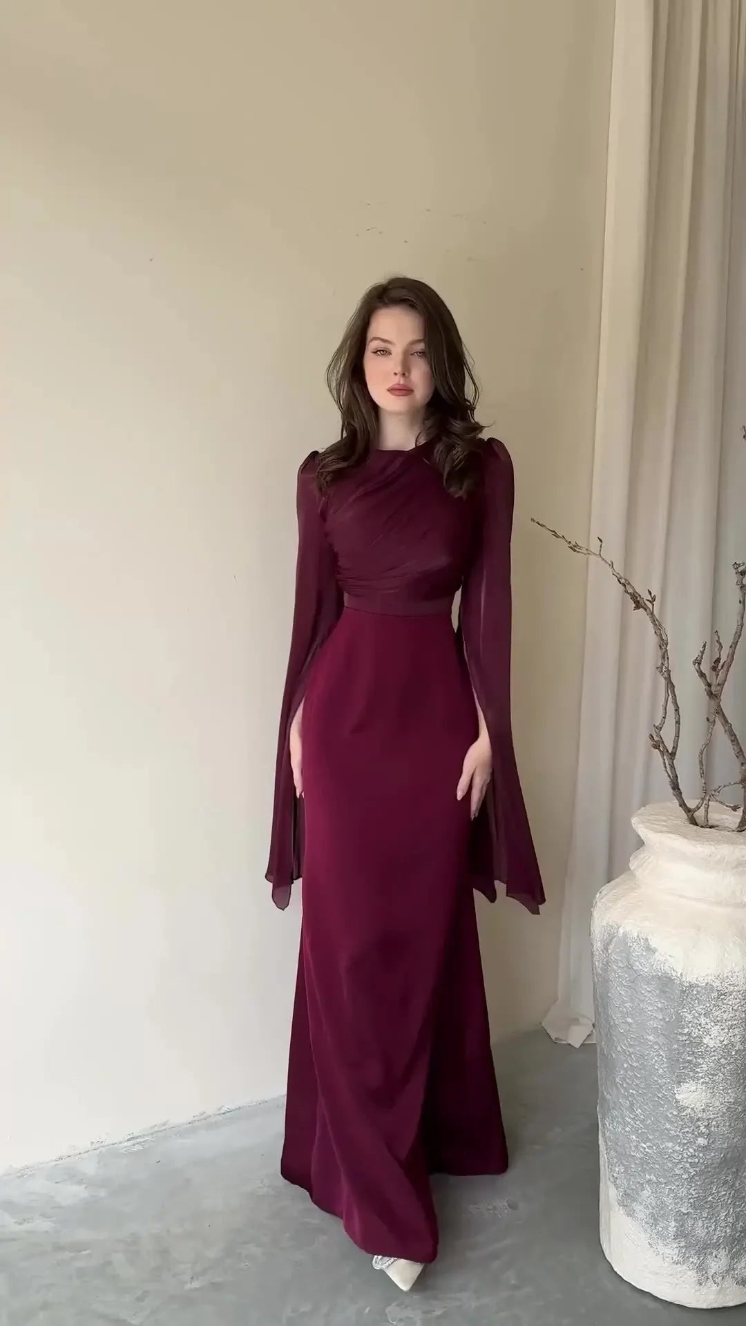 Sheer Satin Panel Maxi Dress