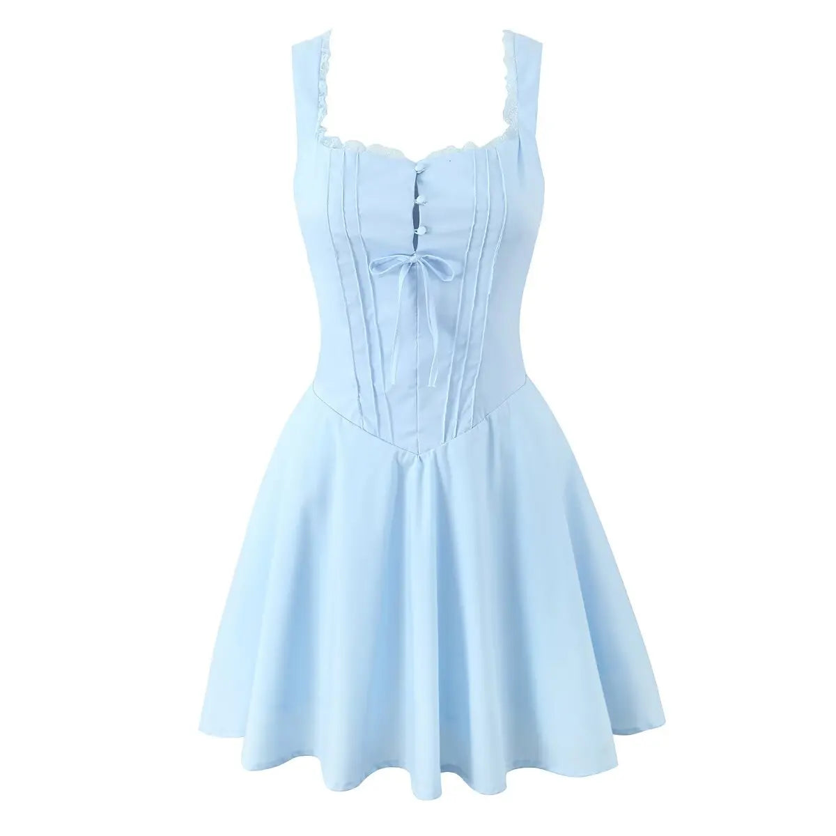 Elegant Lace-Up Babydoll Mini Dress LAPANIA