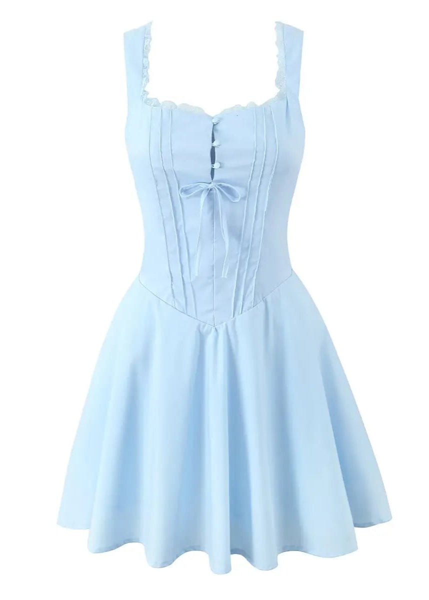 Elegant Lace-Up Babydoll Mini Dress LAPANIA