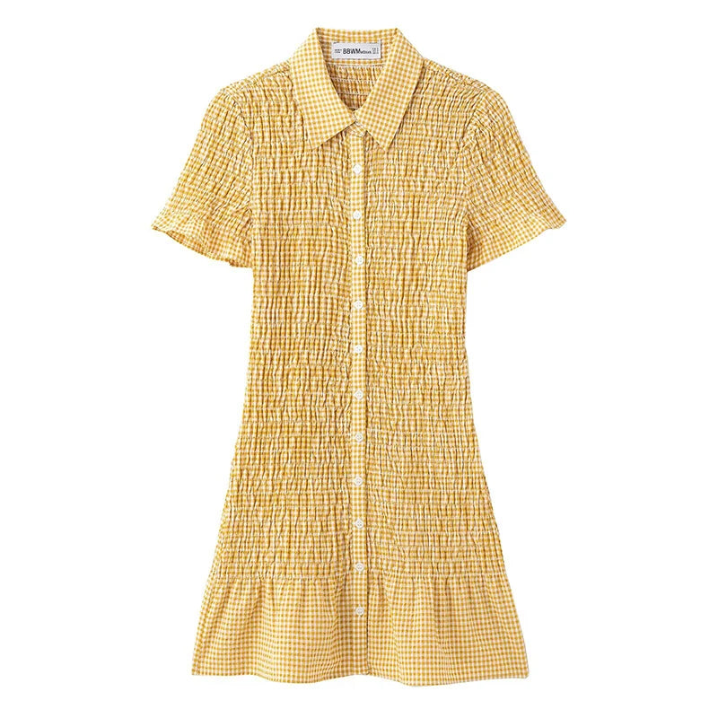 Butter Yellow Plaid Mini Dress
