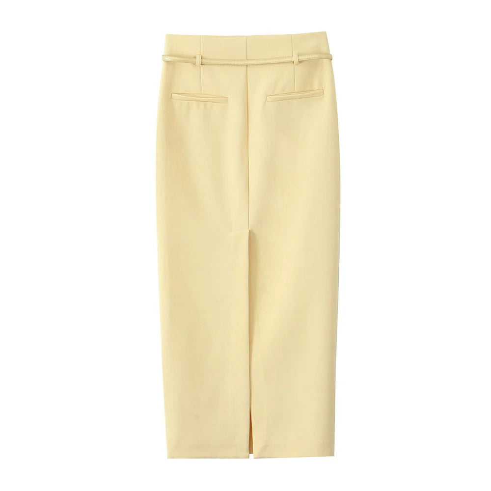 yellow belted skirt LAPANIA