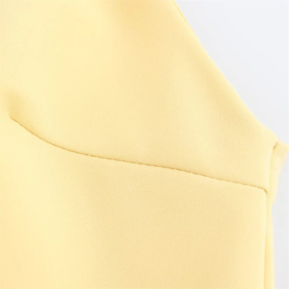 Yellow Waistband Sleeveless Mini Dress LAPANIA