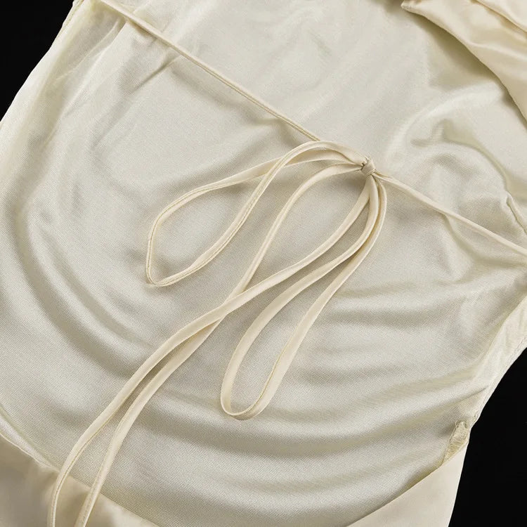 Satin Lace-Up Back Mini Dress LAPANIA