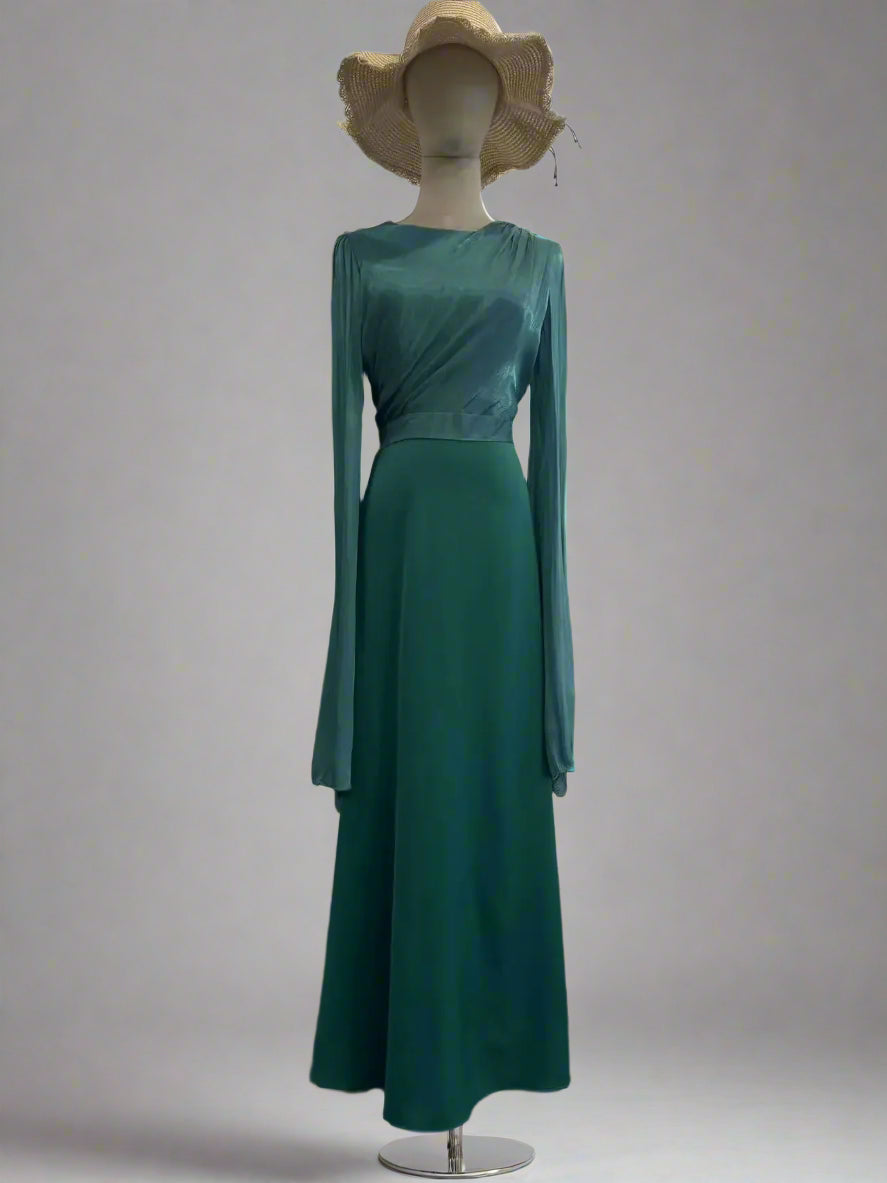 Sheer Satin Panel Maxi Dress