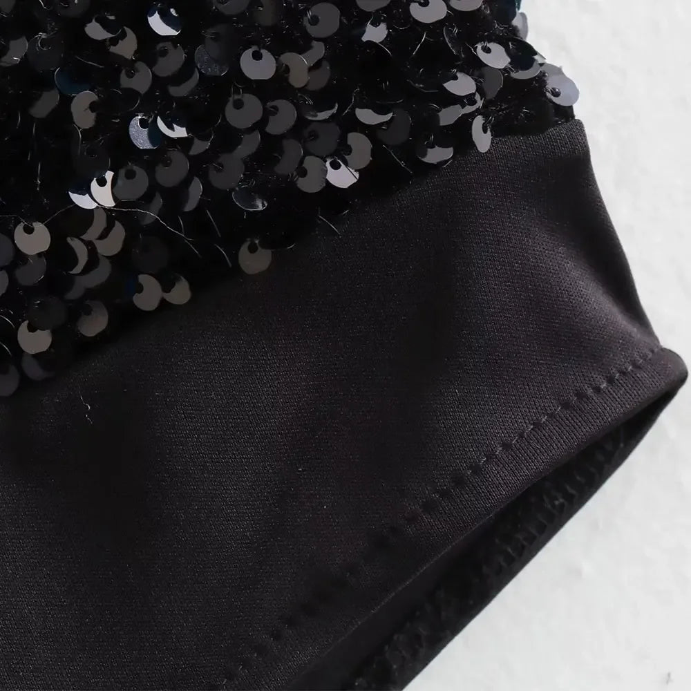 Strapless Sweetheart Neck Sequin Bodysuit LAPANIA