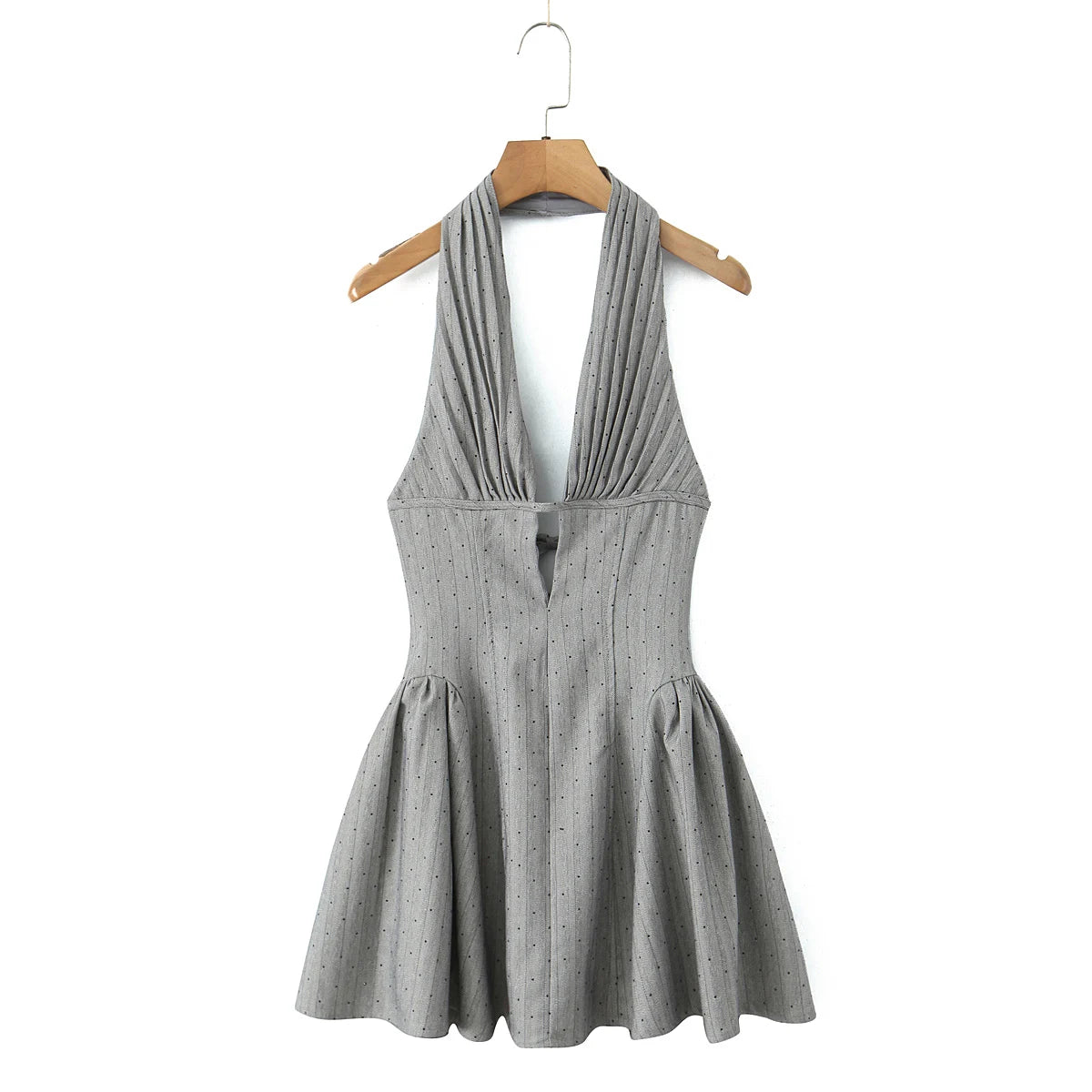 Back-Tie Pleated Halter Dress LAPANIA