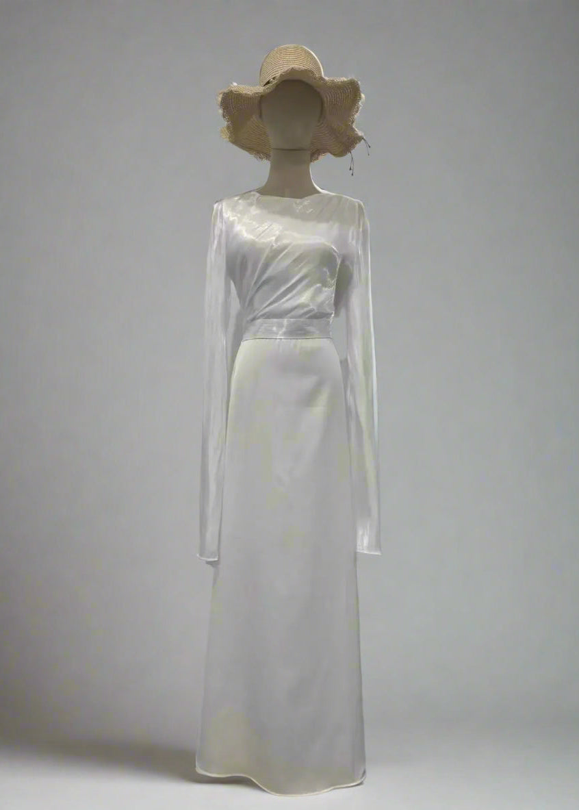 Sheer Satin Panel Maxi Dress