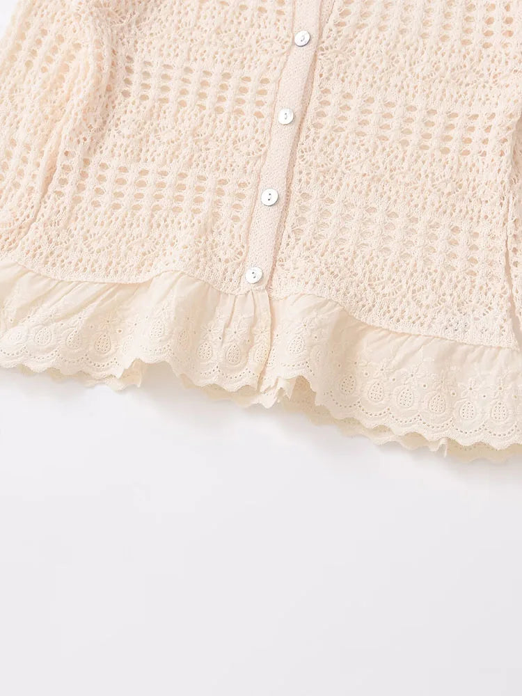 Lace Hem Crochet Cardigan LAPANIA