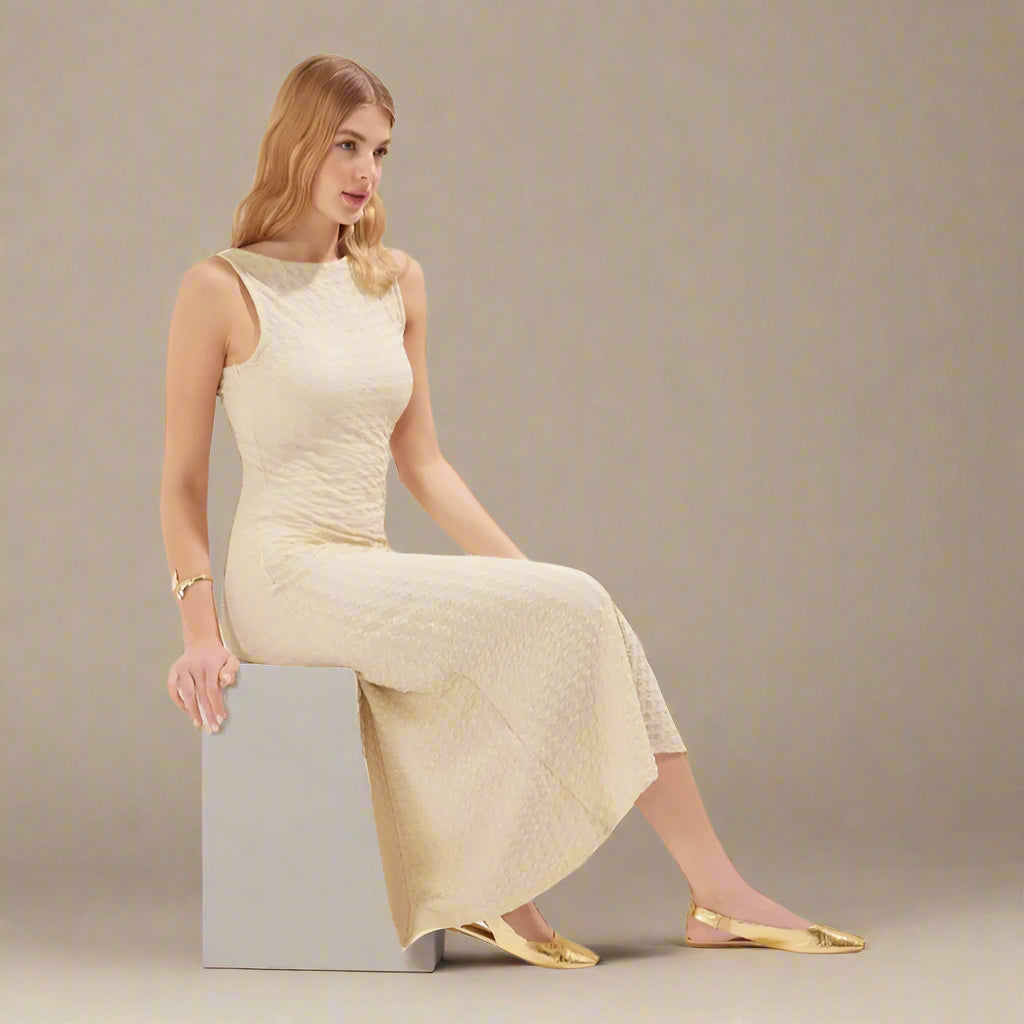 Slim Fit Textured Cotton Dress LAPANIA