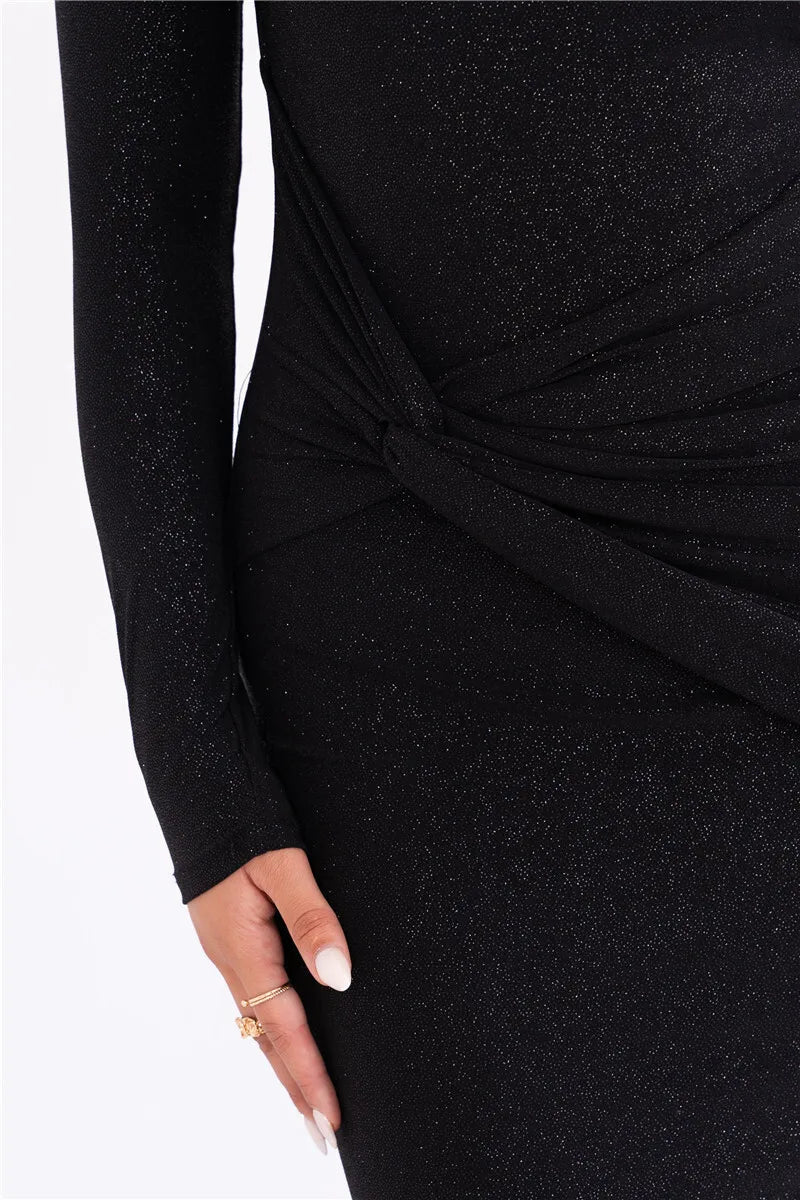 Asymmetrical Shimmer Maxi Dress LAPANIA