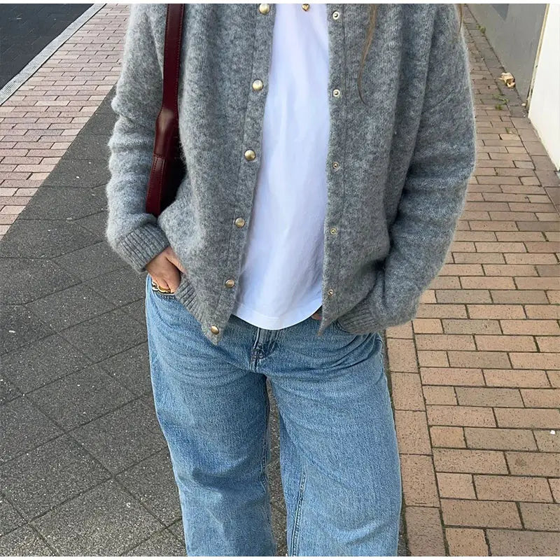 O-Neck Mohair Cardigan