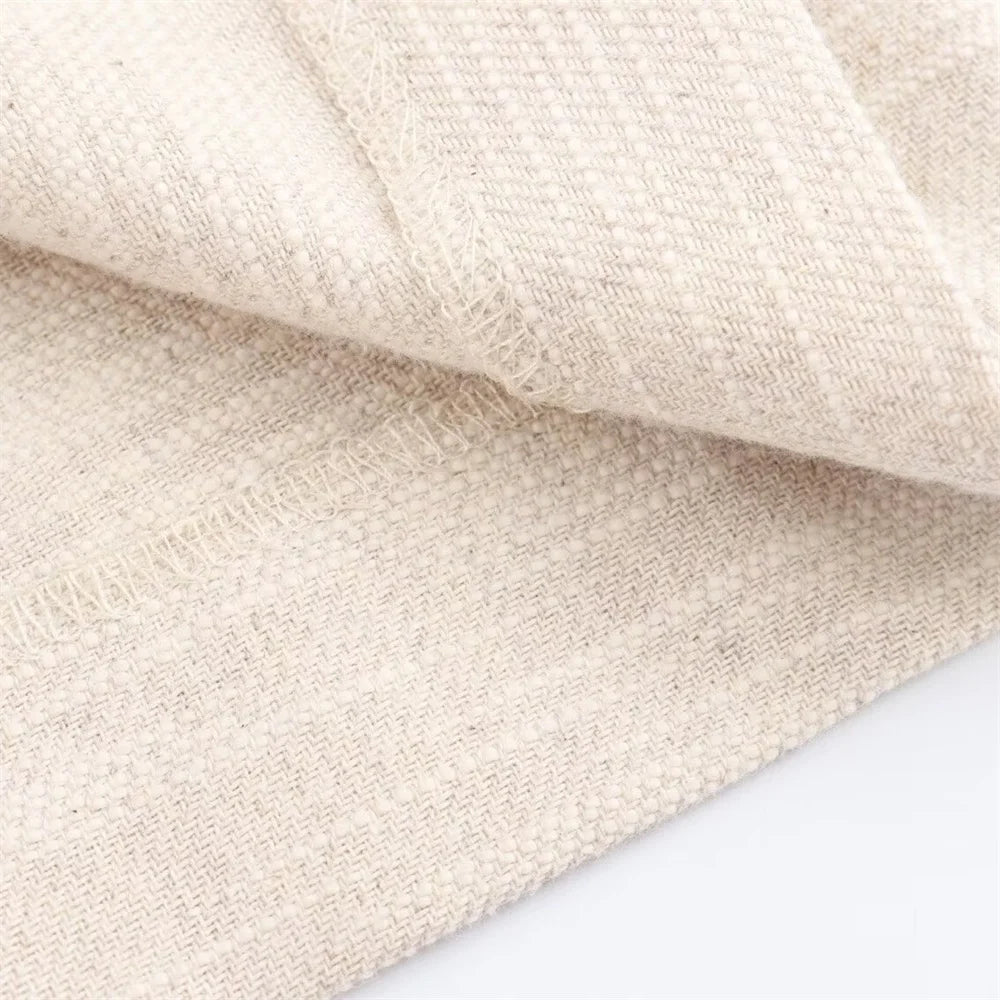 Sienna Beige High-Waist Straight-Leg Pants LAPANIA