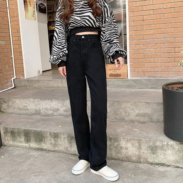 High-Waisted Cotton Straight Jeans LAPANIA