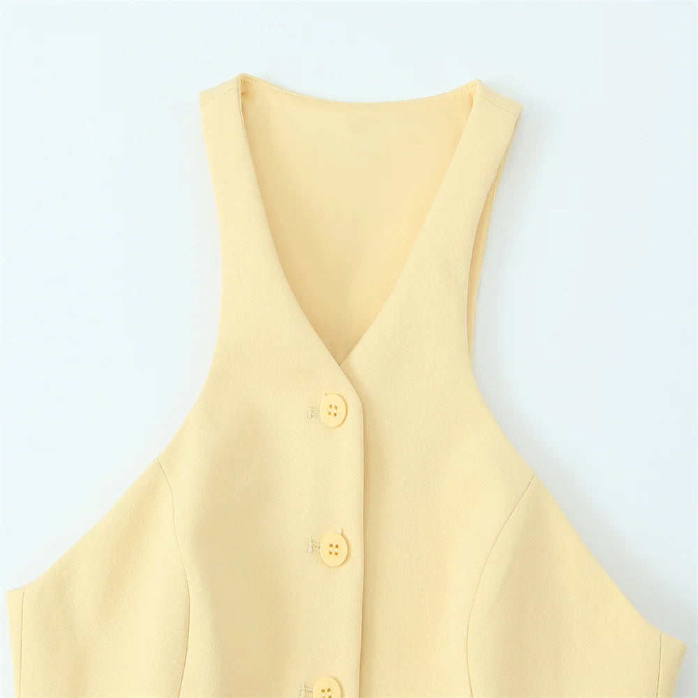 yellow belted vest LAPANIA