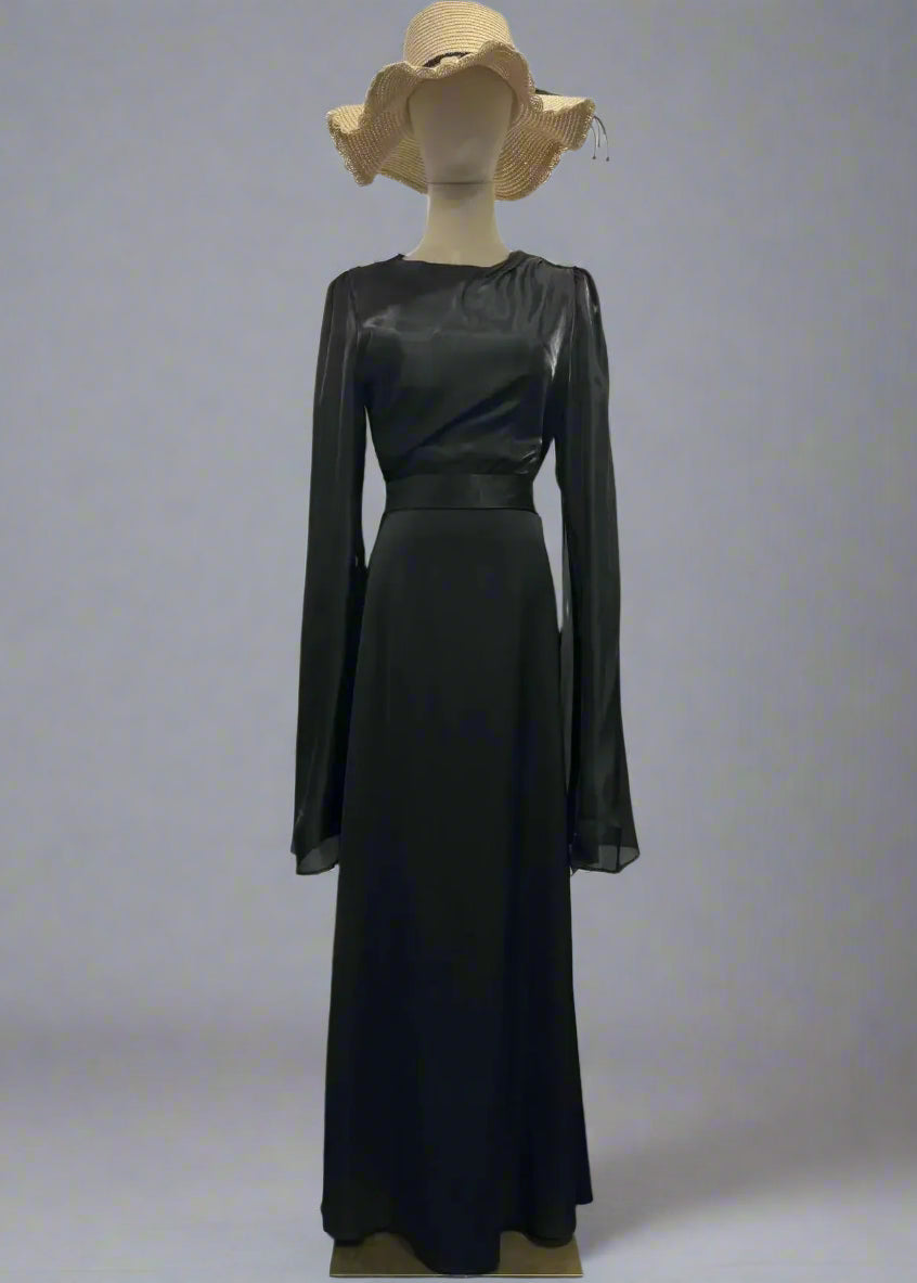 Sheer Satin Panel Maxi Dress
