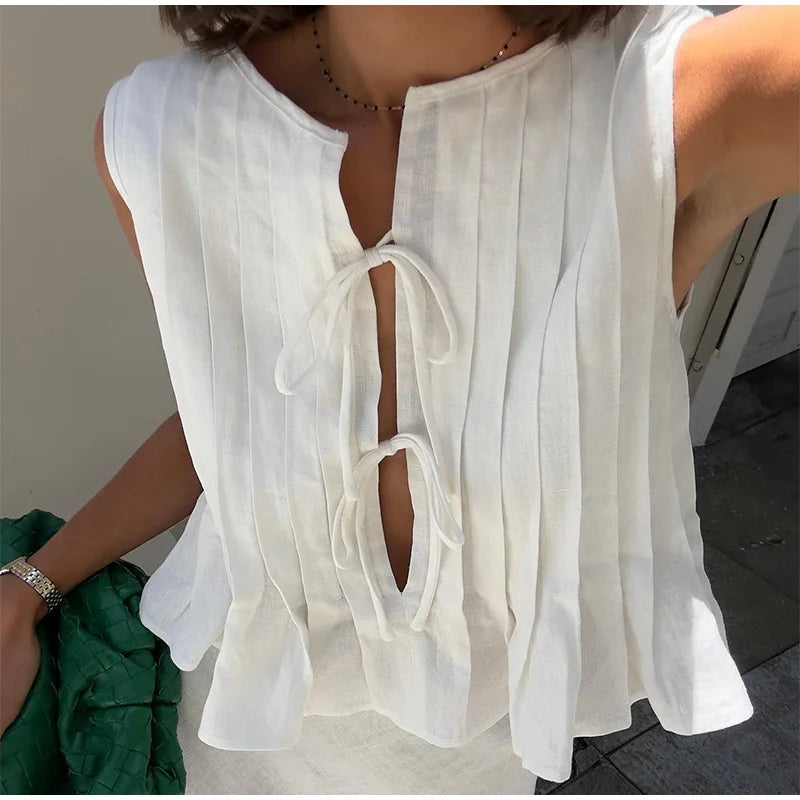 Chic Lace-Up Top & Long Skirt Set
