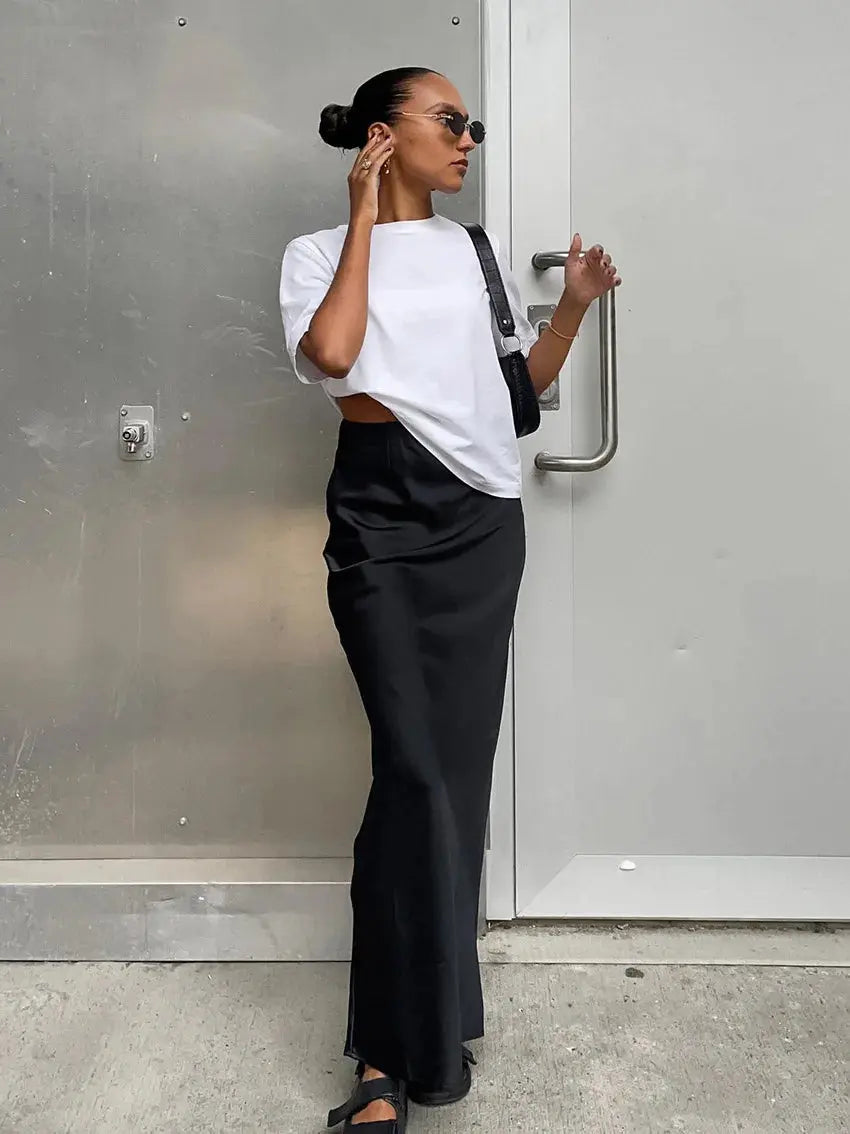 Floor-Length Satin Trumpet Skirt LAPANIA