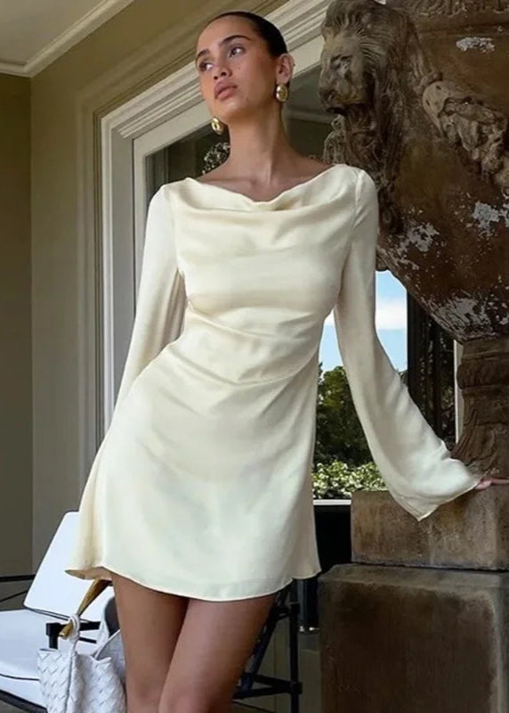 Satin Lace-Up Back Mini Dress LAPANIA