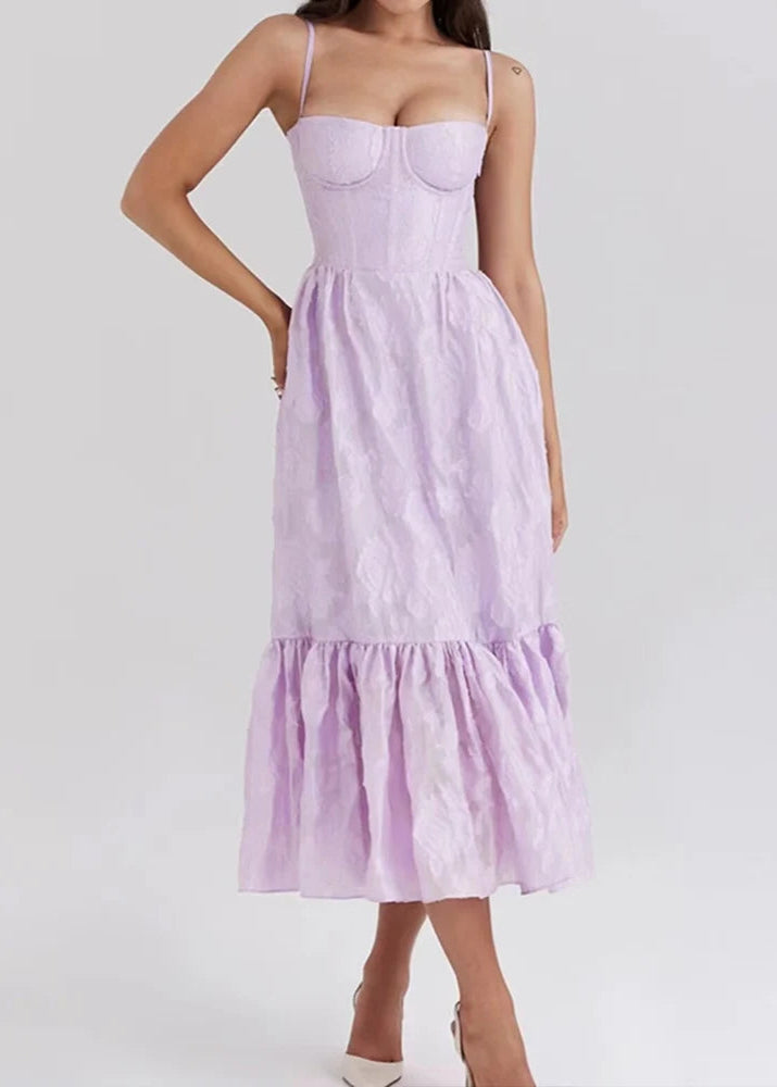 Retro Jacquard Dress with Lace-Up Back LAPANIA