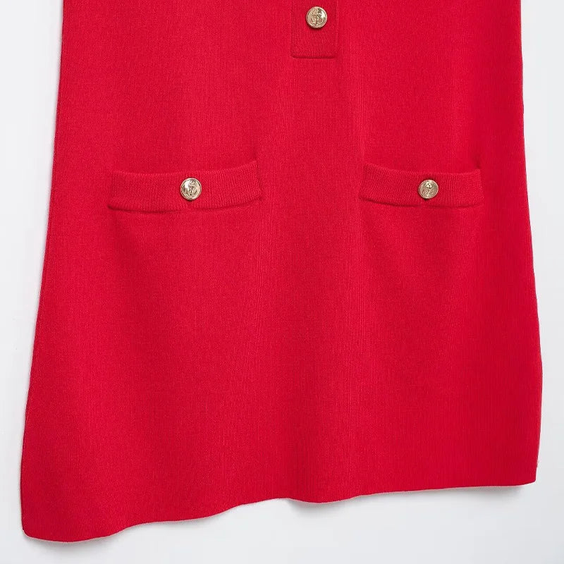 Red Knitted Mini Dress LAPANIA
