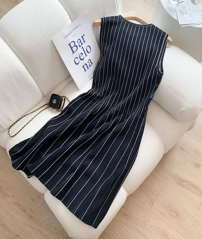 Sleeveless stripped Knitted mini Dress LAPANIA