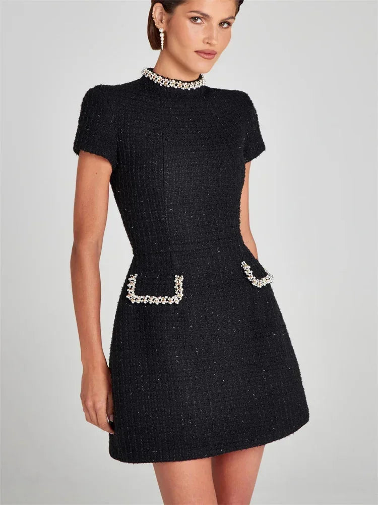 Short Sleeve Patchwork Mini Dress LAPANIA