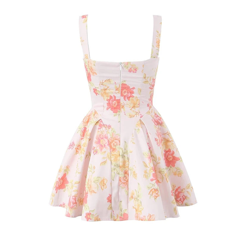 Floral Print Fit-and-Flare Mini Dress LAPANIA