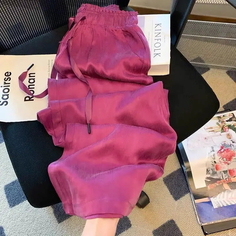 Ice Silk Wide-Leg Pants