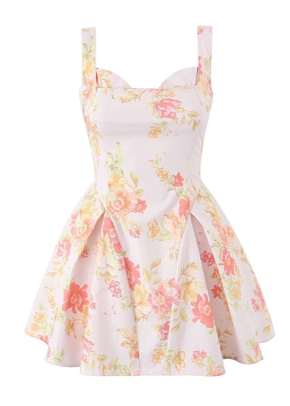 Floral Print Fit-and-Flare Mini Dress LAPANIA
