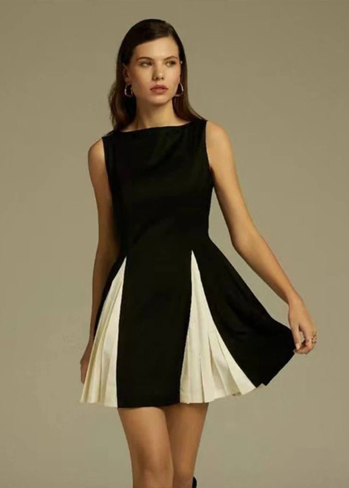 Black and White Contrast Mini Dress LAPANIA