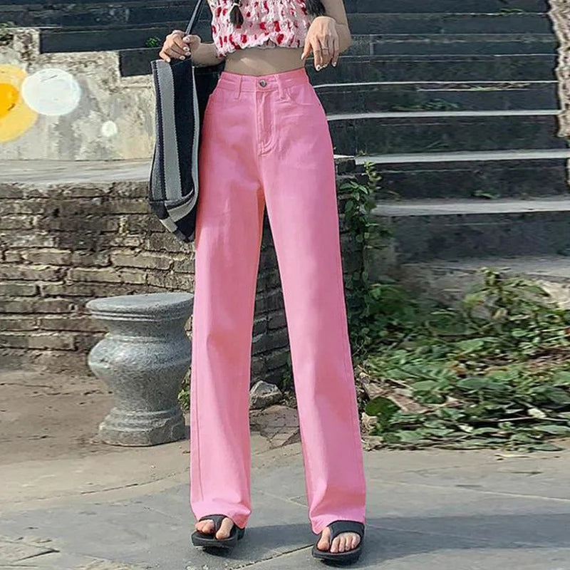 High-Waisted Cotton Straight Jeans LAPANIA