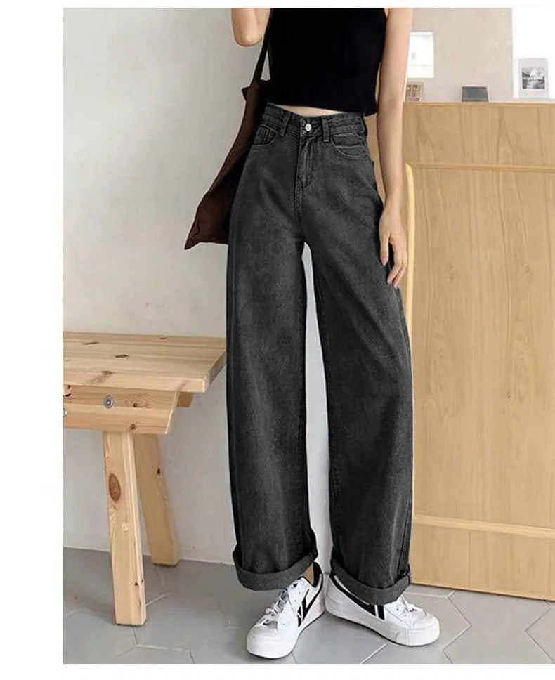 High-Waisted Cotton Straight Jeans LAPANIA