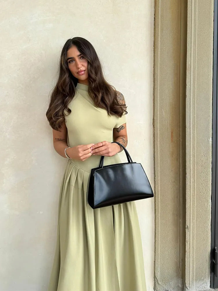 One-Shoulder Off-Design Pleated Dress LAPANIA