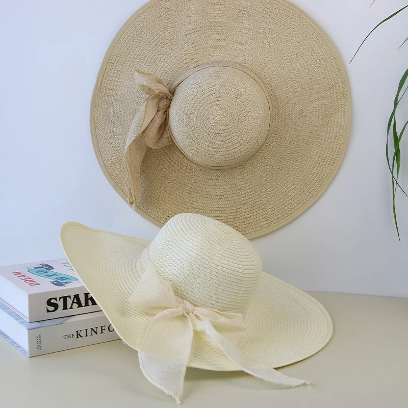 Straw Hat Bowknot Wide Brim LAPANIA