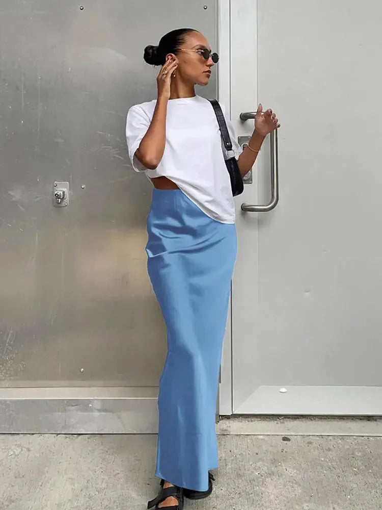 Floor-Length Satin Trumpet Skirt LAPANIA