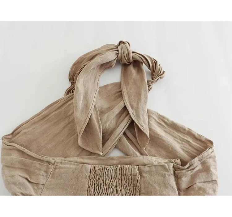 SET Halter Crop Top + Wide Leg Pants LAPANIA