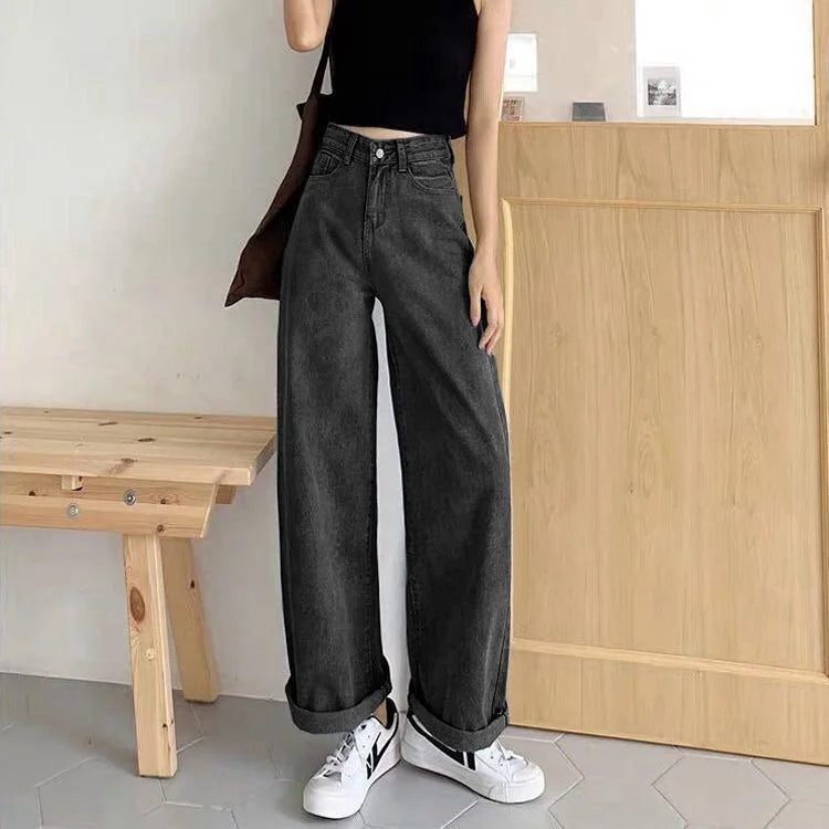 High-Waisted Cotton Straight Jeans LAPANIA