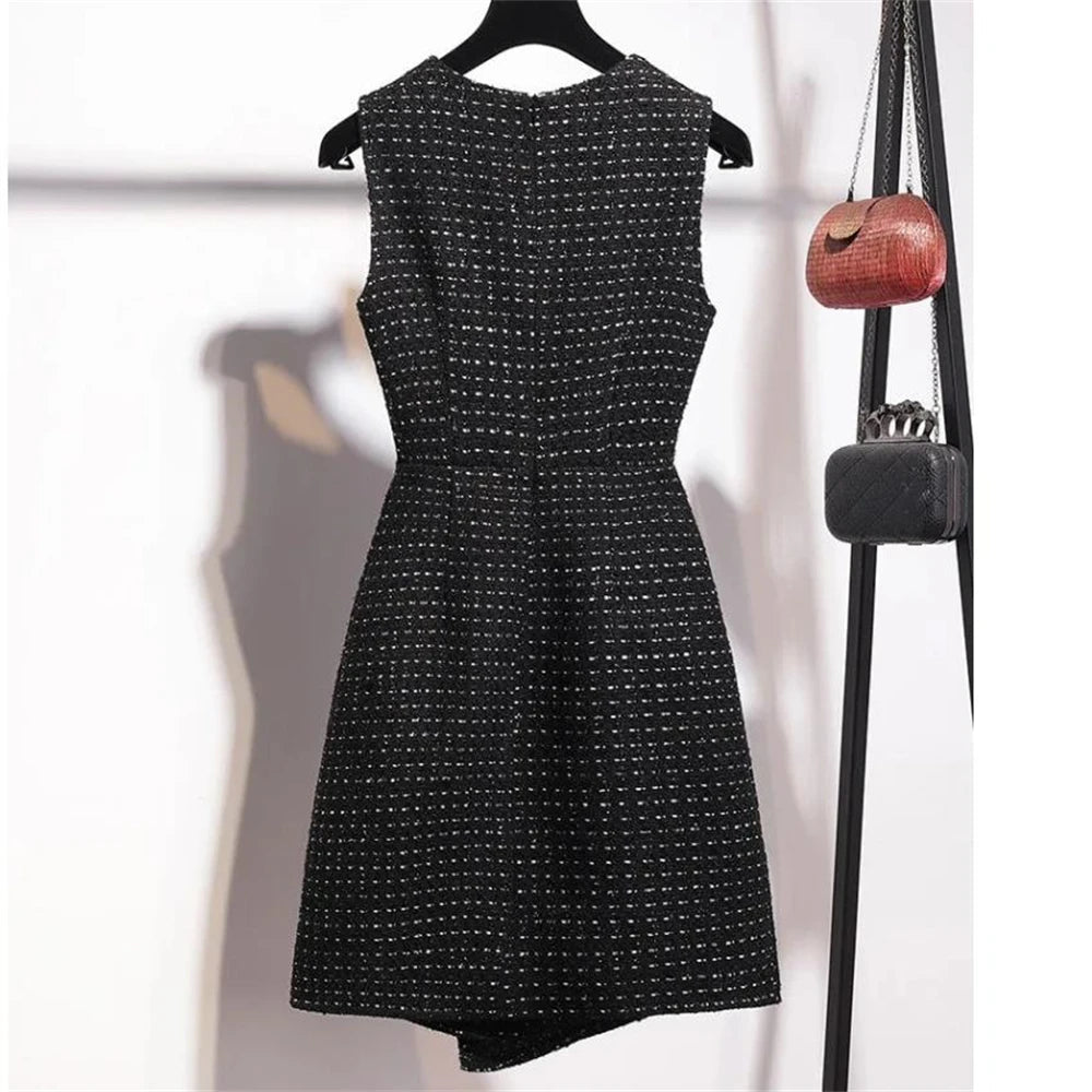 V-Neck Slim Woolen Vest Dress LAPANIA