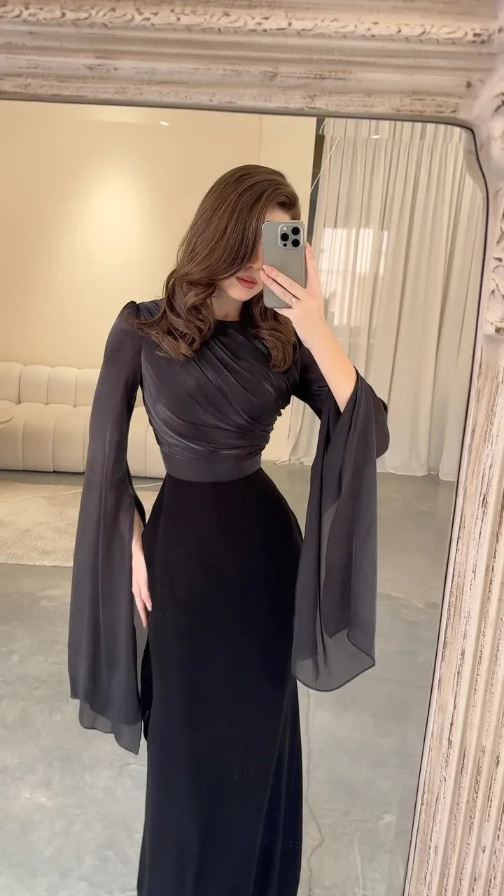Sheer Satin Panel Maxi Dress