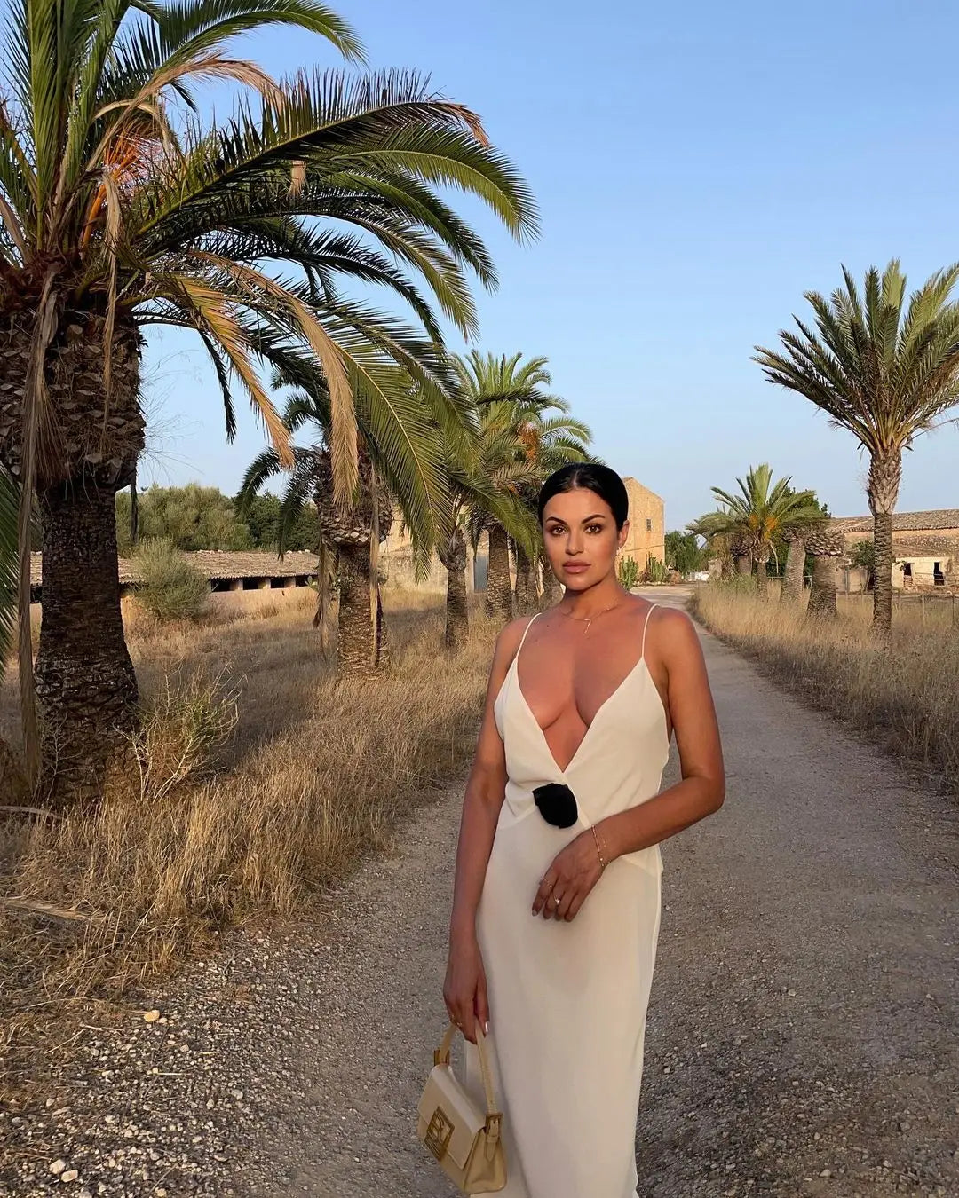 Flower Deep V-Neck Maxi Dress LAPANIA